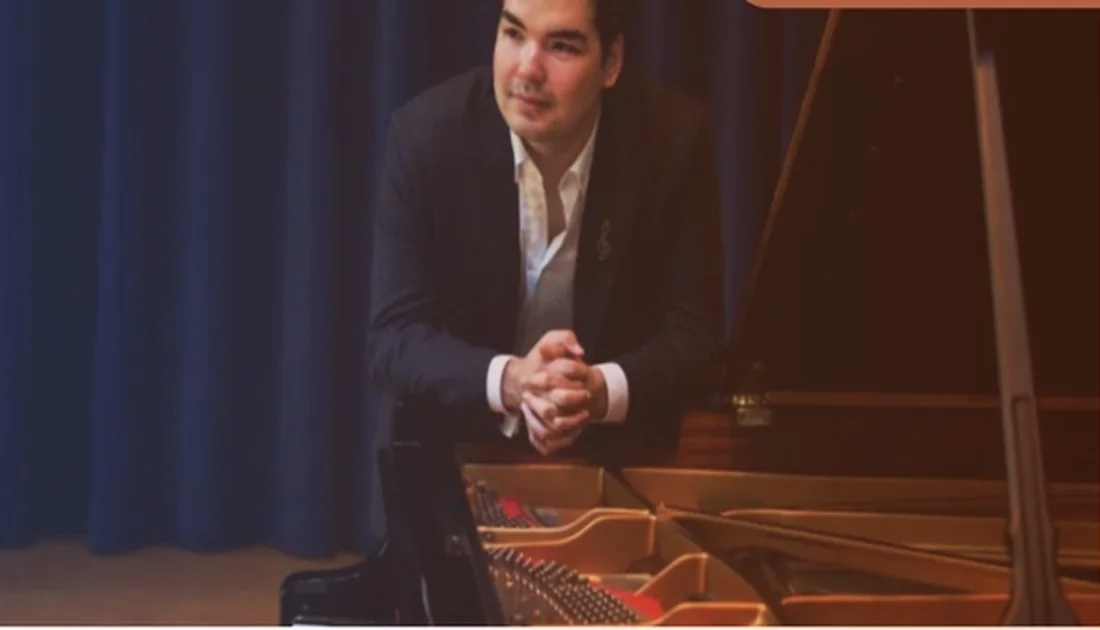 Pianist at the keyboard in concert